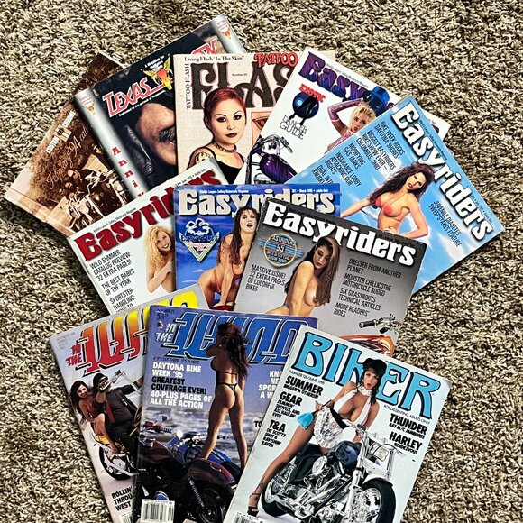 Lot of 11 Vintage 1990s Biker Magazines – Easyriders, In the Wind, Texas Iron + - Picture 1 of 12